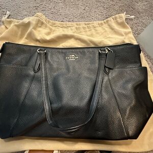 Coach Black Leather Zip Tote